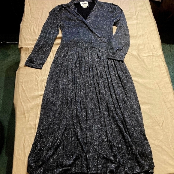 Kate Spade New York Faux Wrap Dress Grey Metallic Silver Knit Pleated V Neck XS - Picture 6 of 14